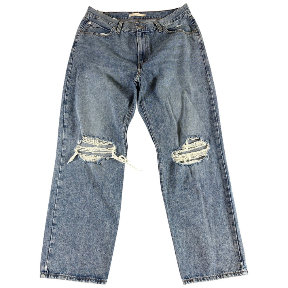 Levis 94 Baggy Jeans Womens 32 Blue Grunge Distressed Relaxed Midrise Y2K 90s